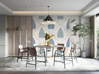 Timeless Blue Botanic Arbor mural, exquisite detailed leaf shape.