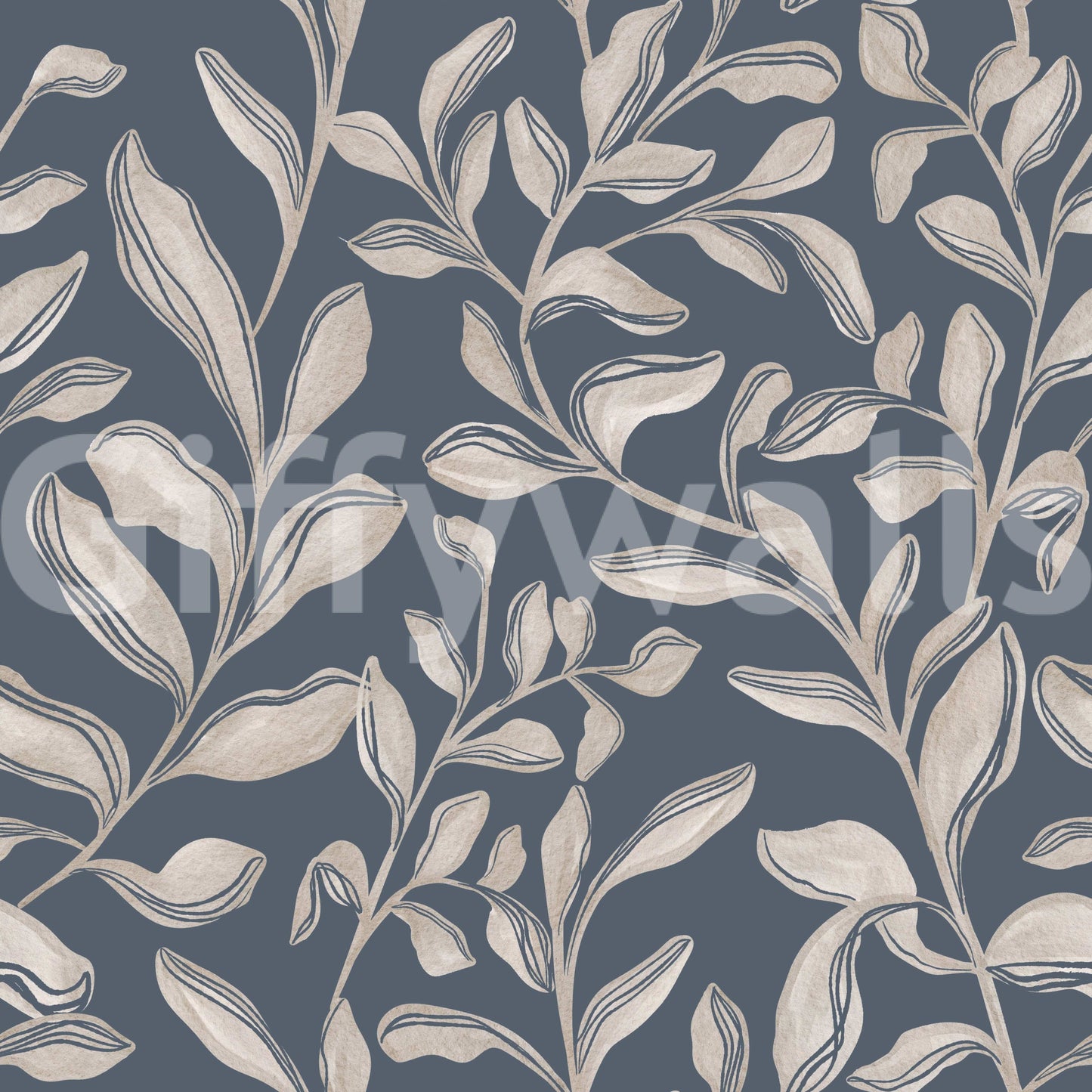 Ethereal Leaves soothing garden motif peel and stick wallpaper.