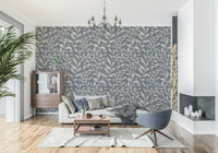 Ethereal Leaves organic pattern wall mural for bedroom decor.