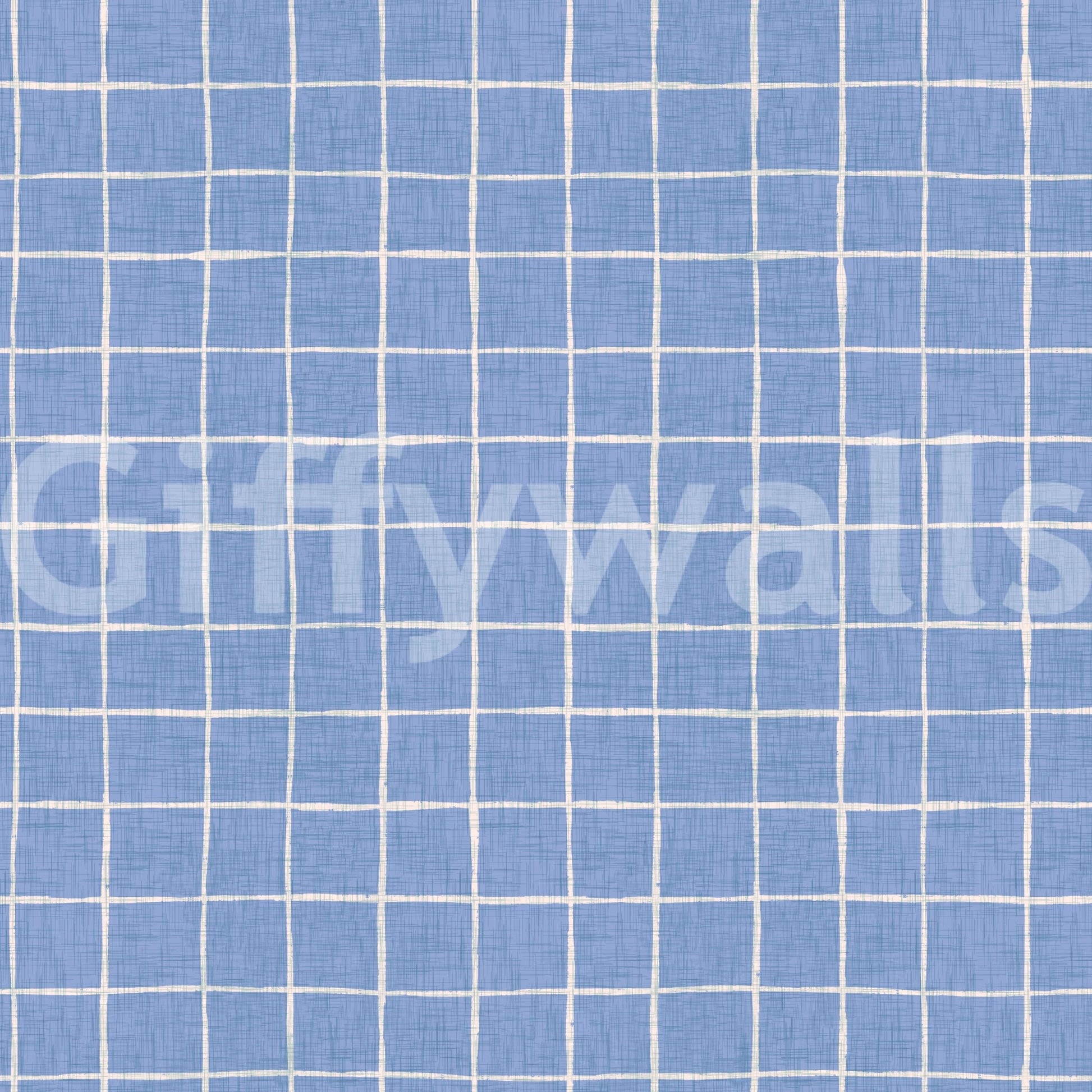 Blue Linen Check Wallpaper⁠