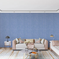 Blue Linen Check Wallpaper⁠