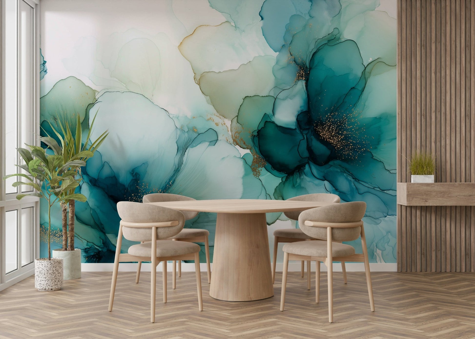 Subtle ink flower design for walls

