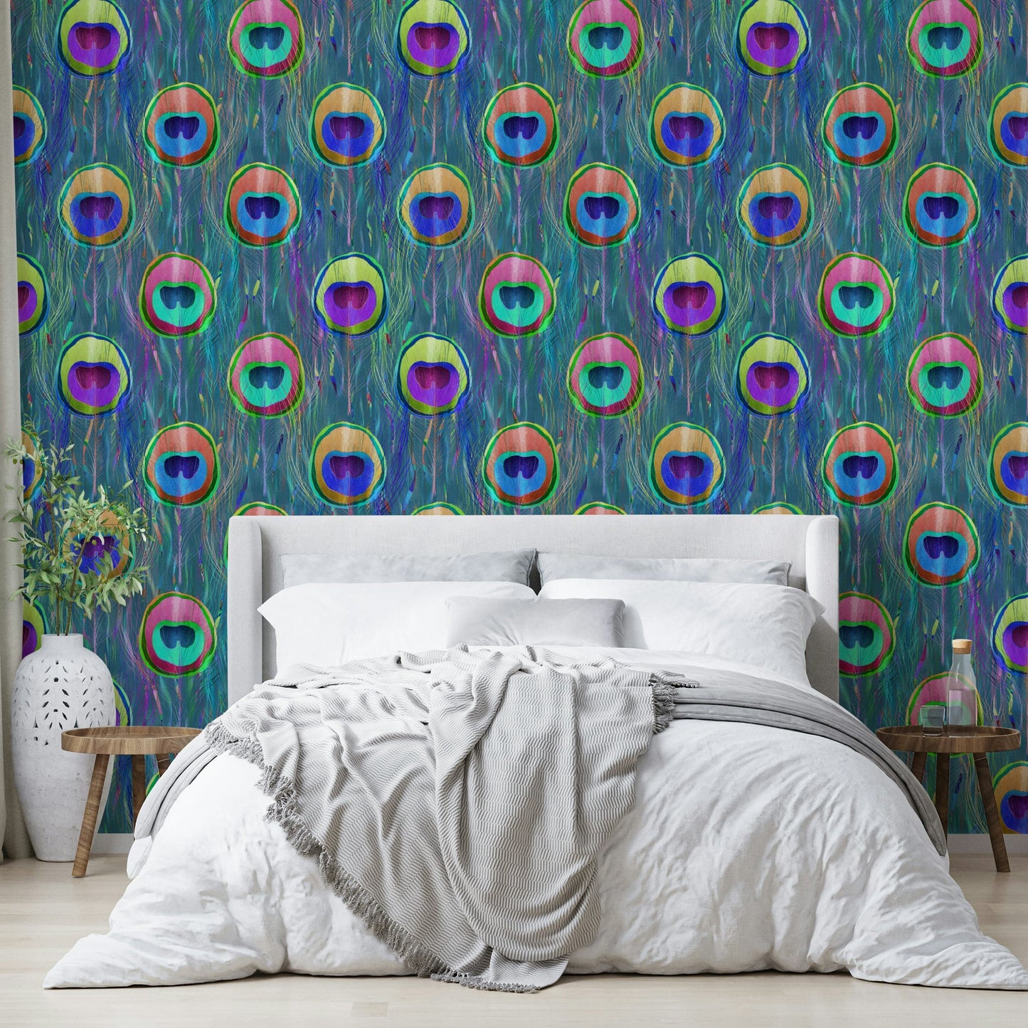A vibrant and colorful wallpaper with a unique pattern.

