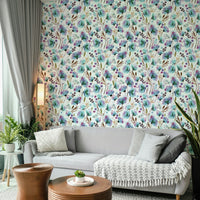 Nature-inspired wallpaper with abstract florals

