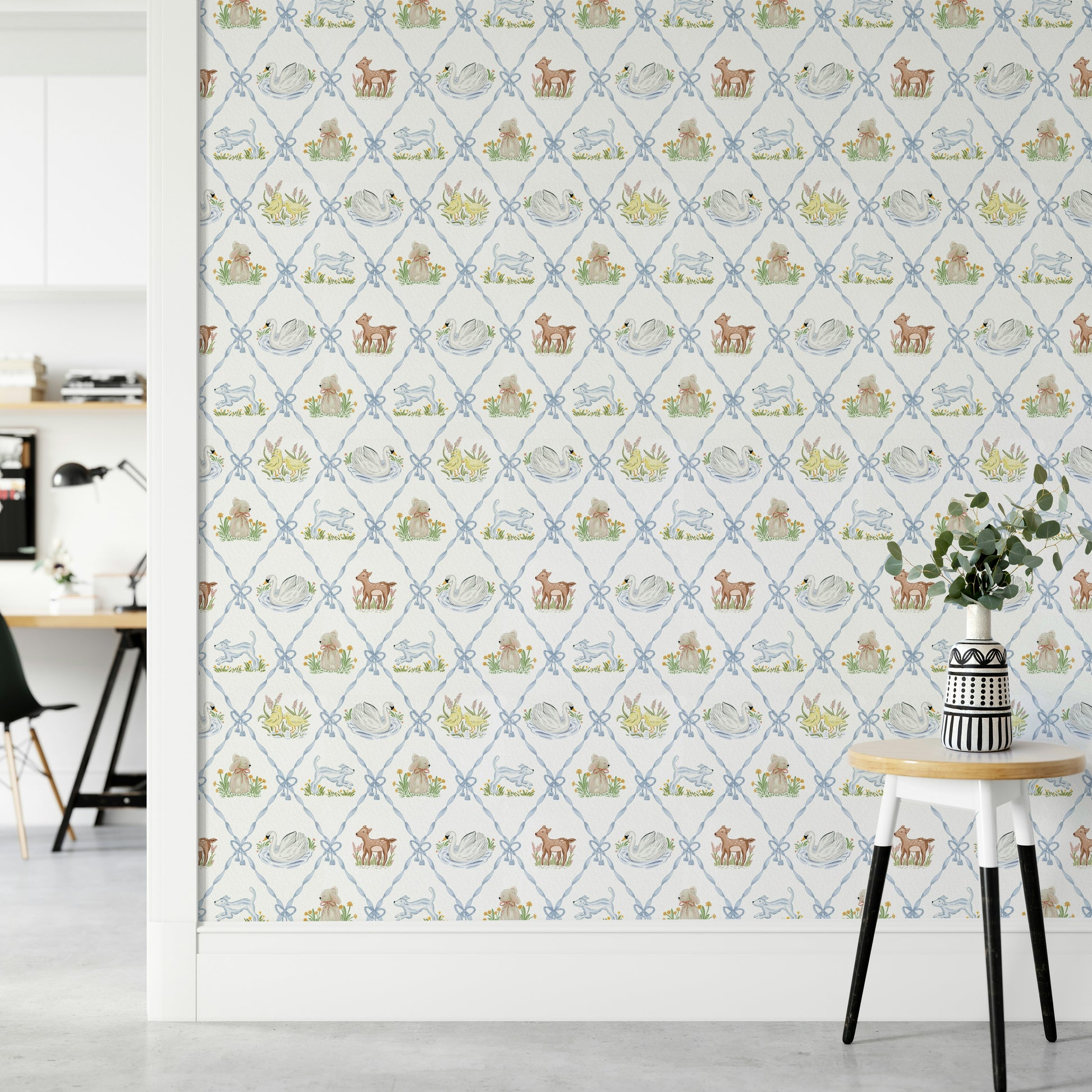 Blue Ribbon Meadow Wallpaper showcasing detailed wildflower pattern

