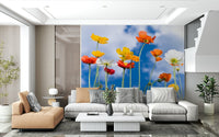 Wildflower wall mural with fresh summer tones