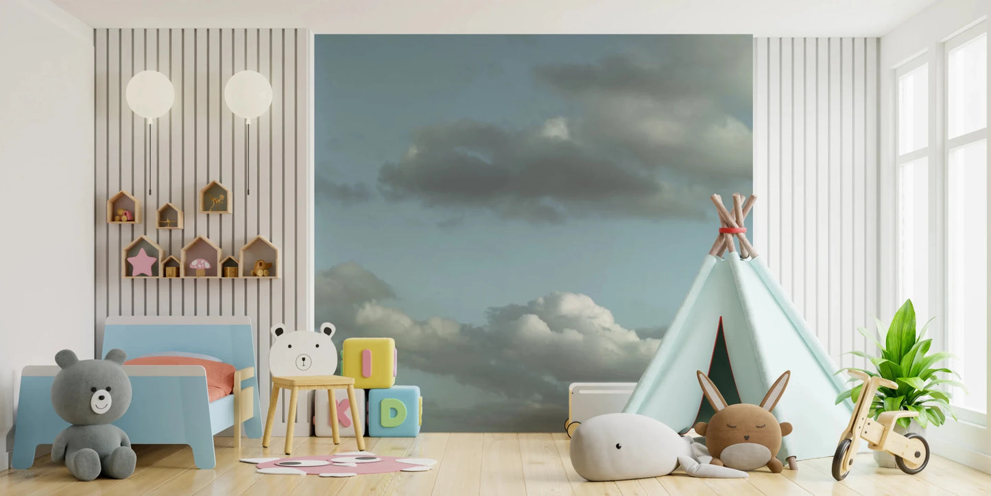 Blue Sky Dreamy cloud aesthetic displayed as a textured wallpaper.