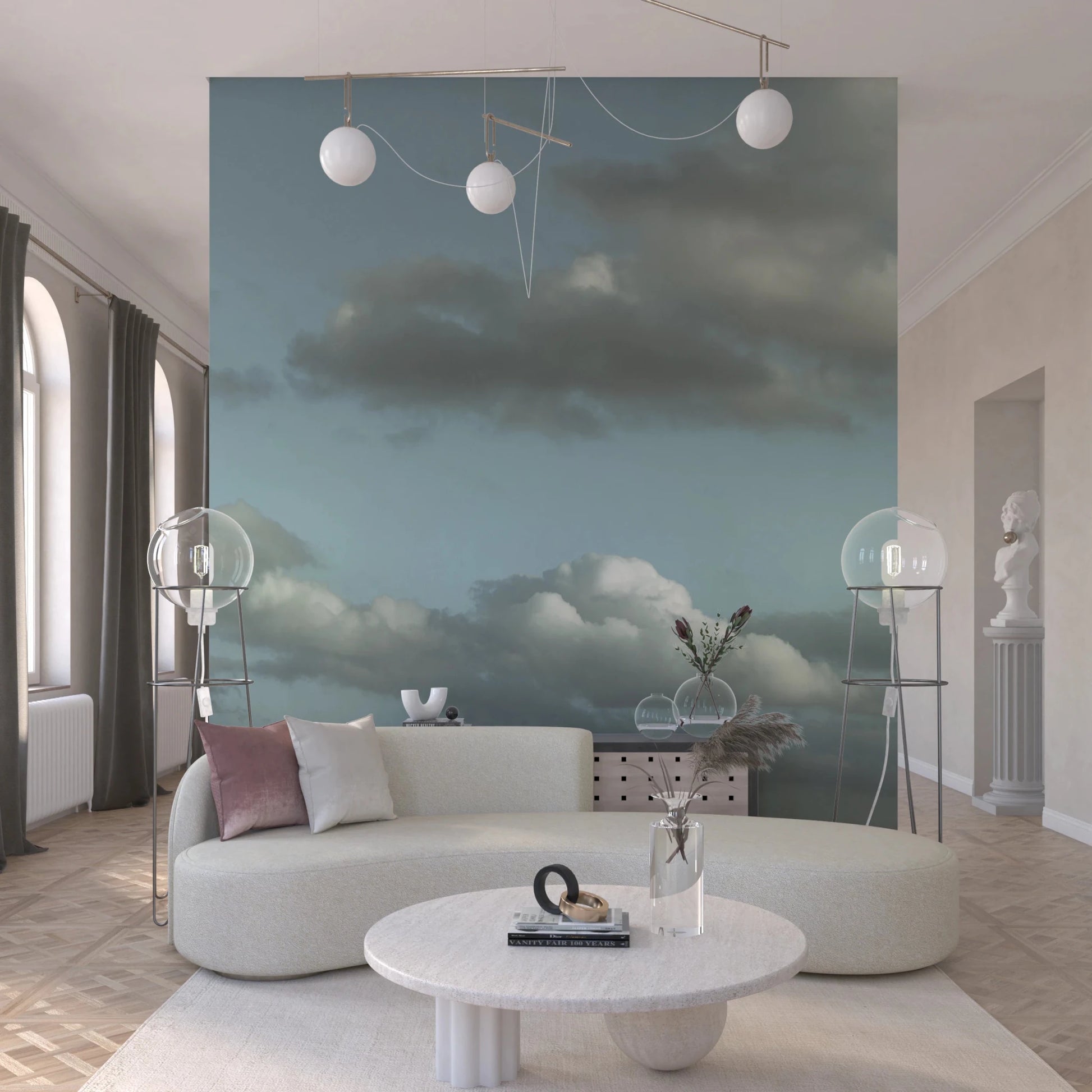 Blue sky vista wall mural for living rooms walls.