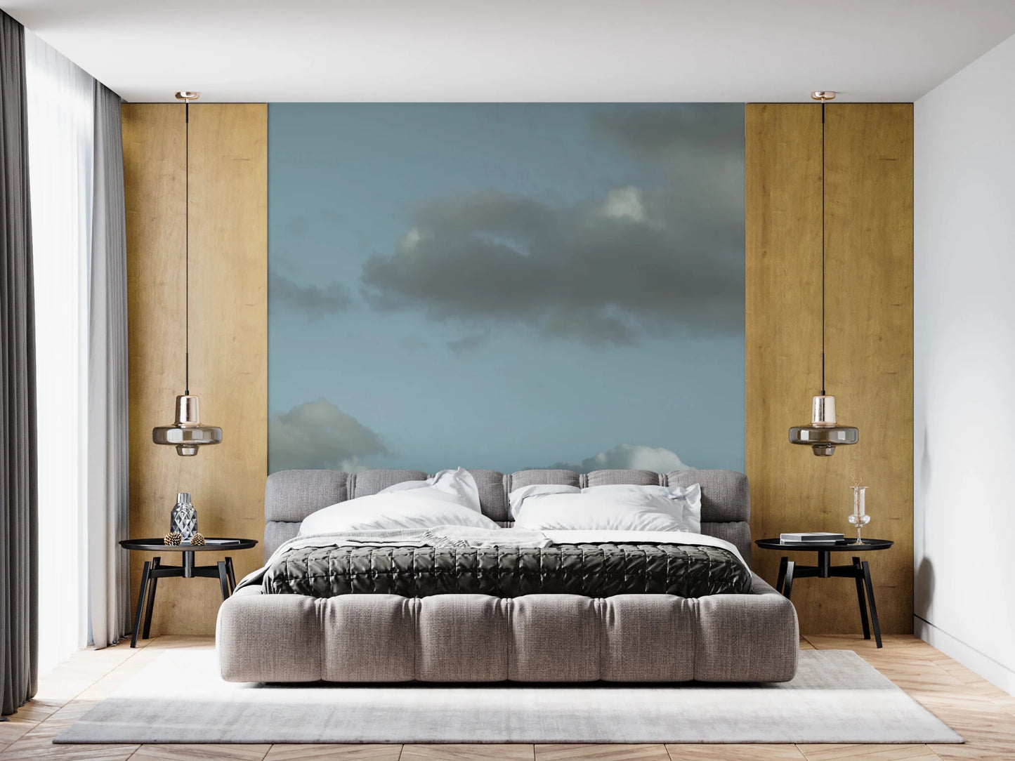 Elegant Blue Sky Wall Mural design for a bedroom wall mural.