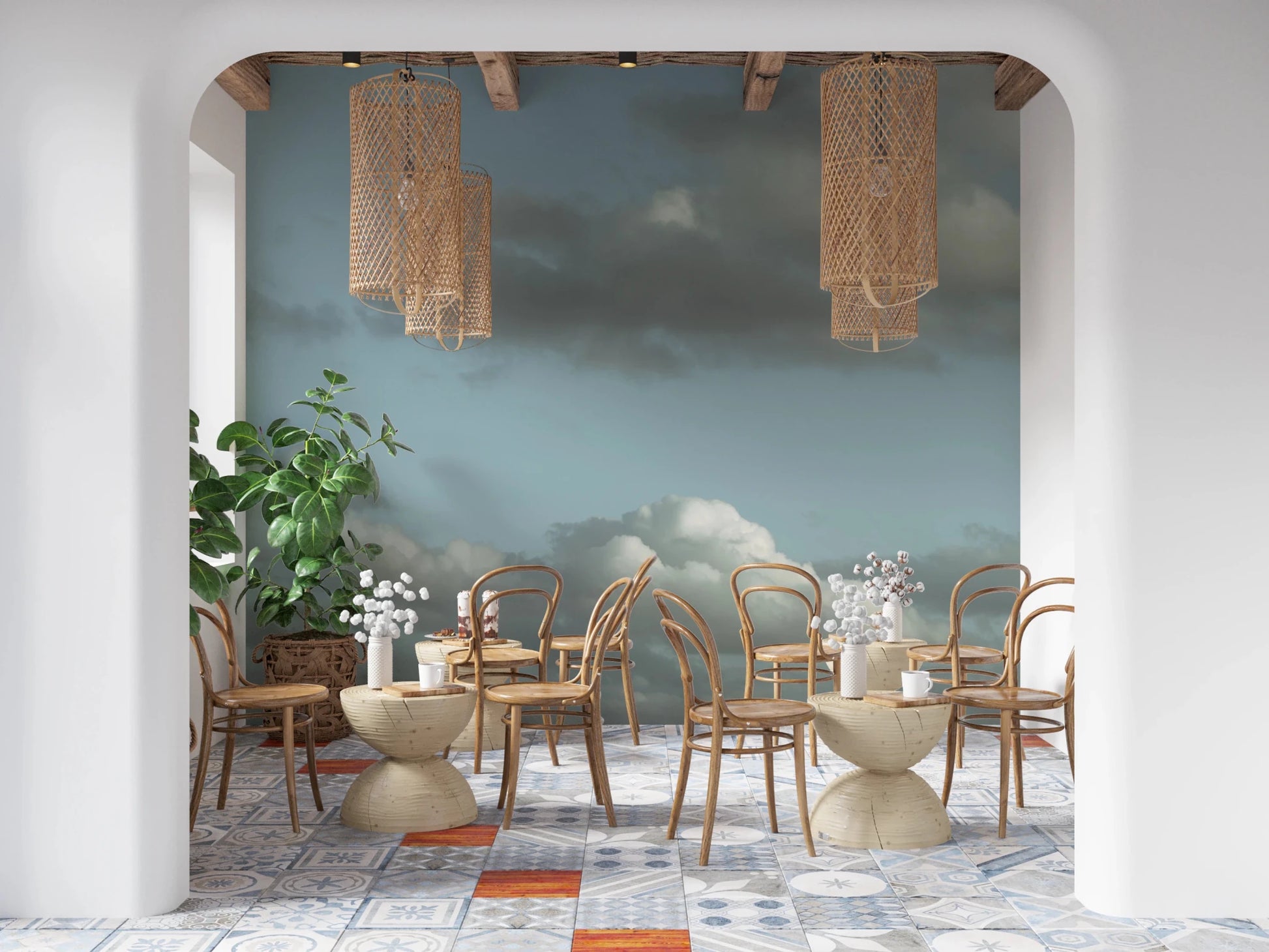Artistic sky design on a high-quality wallpaper for walls