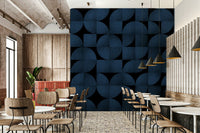 Blue Stone Mid-Century Wall Mural – Modern abstract wall design with cool blue stone patterns and geometric influences.