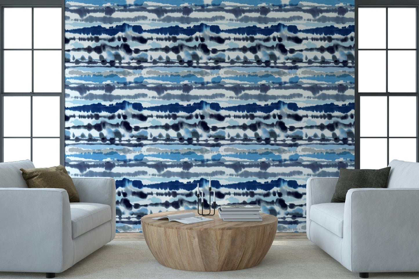 Blue Tide Wallpaper detail showing the rich ink-wash effect in shades of blue.