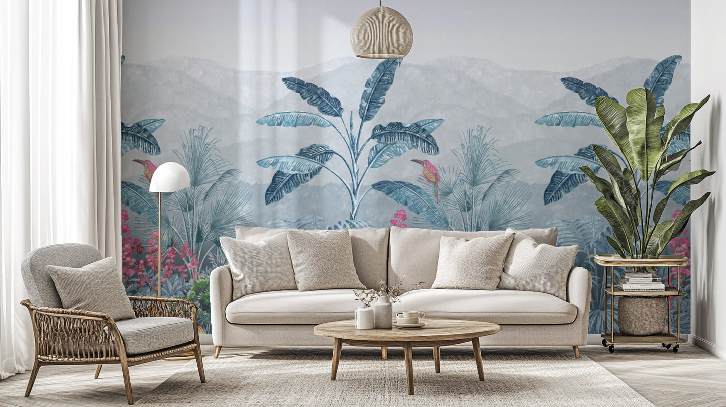 Colorful tropical paradise wall mural
