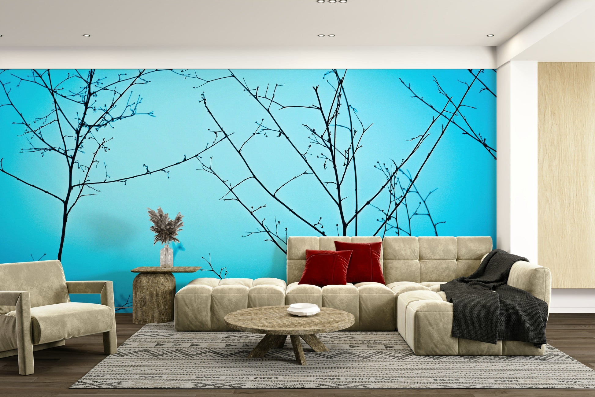A beautiful modern sky wall mural for a living room.

