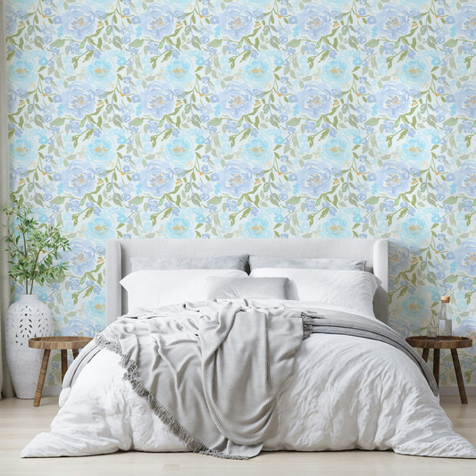 A contemplative soft bloom wallpaper mural for a feature wall.

