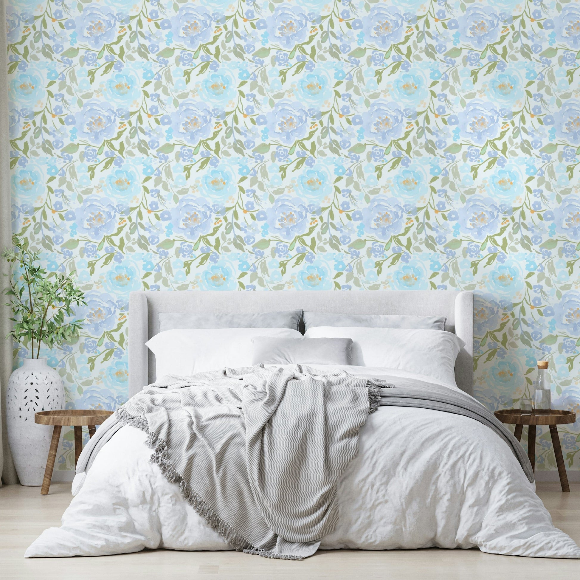 A contemplative soft bloom wallpaper mural for a feature wall.

