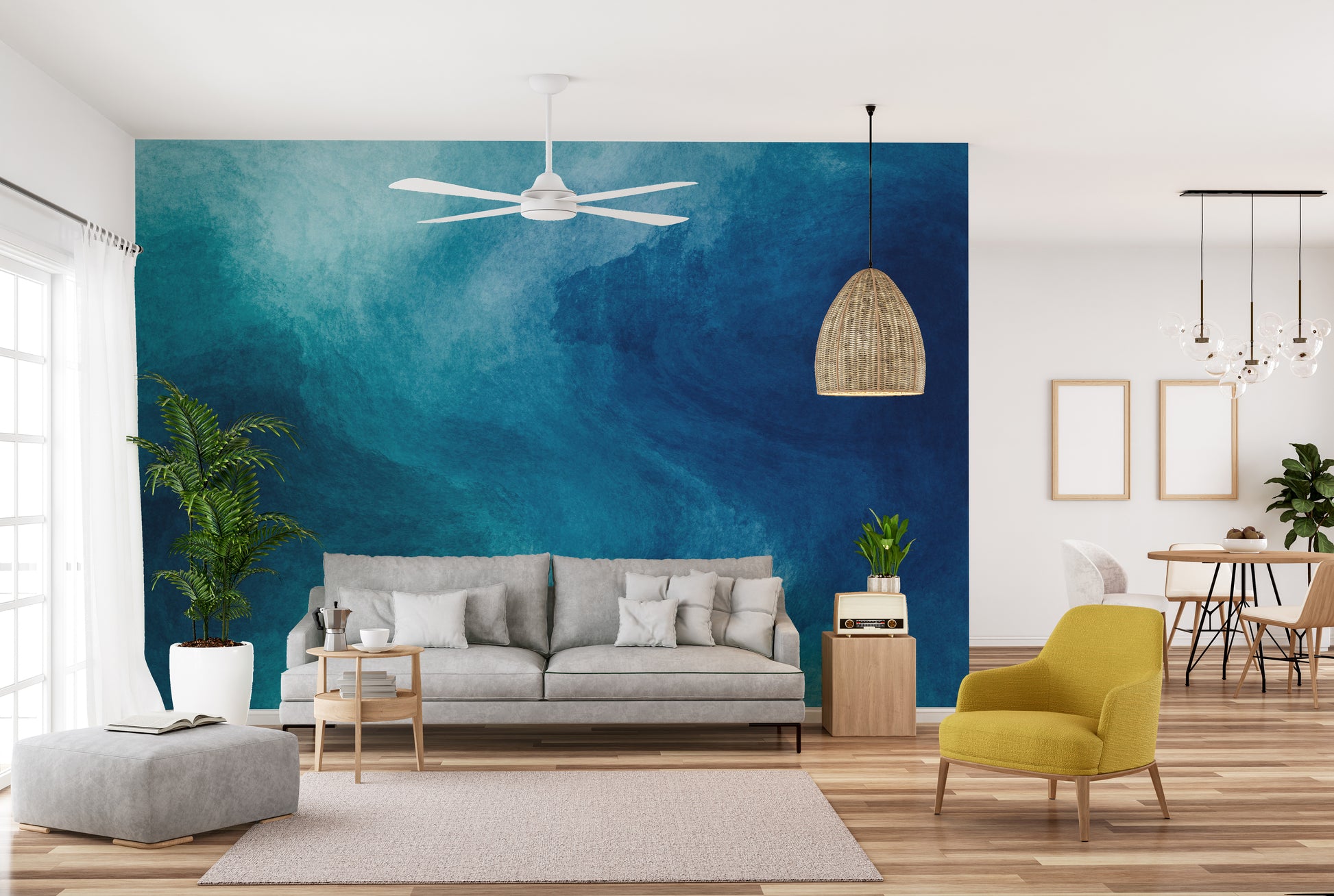 Blue Watercolor Liquid Paint Wallpaper - Giffywalls