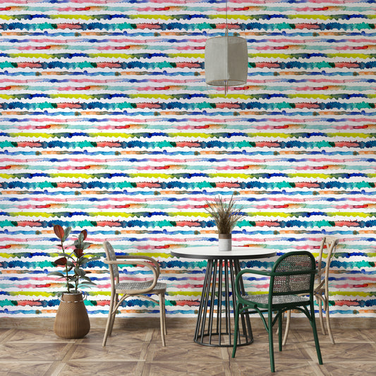 Hand-painted watercolor stripes in blue hues

