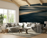 A calming water movement wallpaper mural that defines a space.

