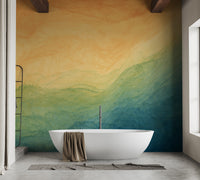 Blue and yellow ombre watercolor wallpaper
