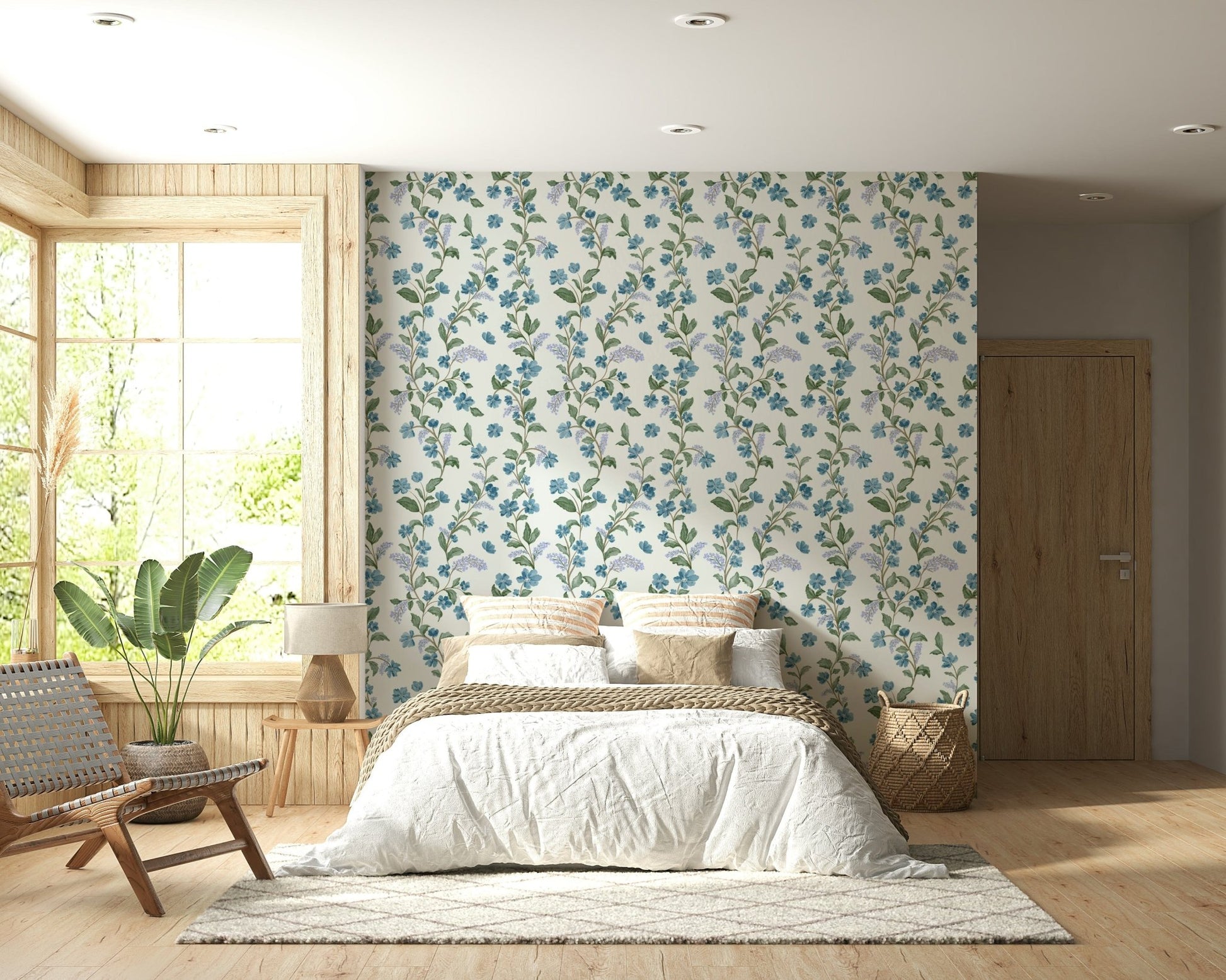 Charming Bluebell Bloom removable wallpaper delightful home décor element.
