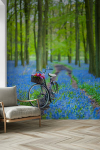 Forest Path Discovery bluebell wall mural nature scene.