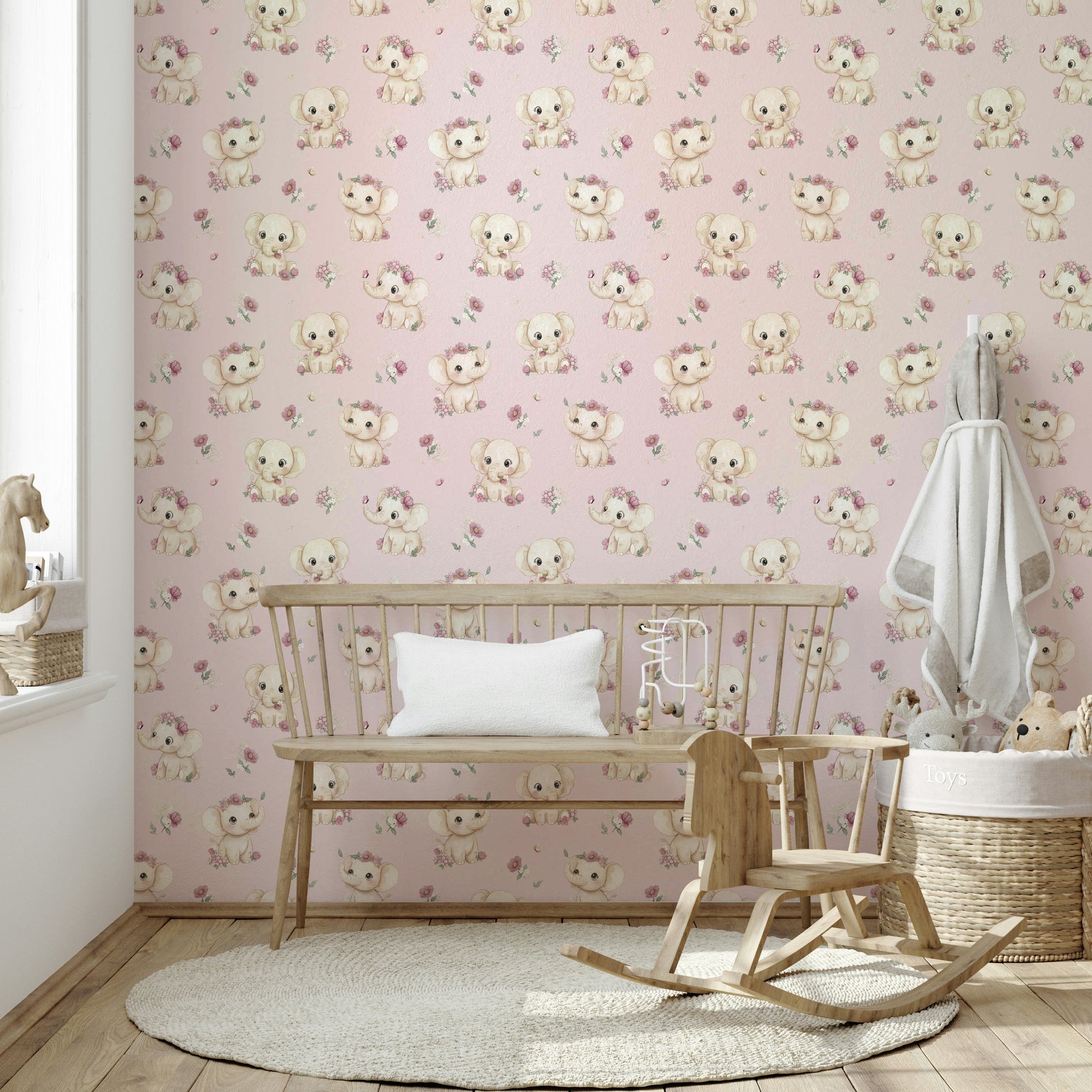 Blush and Bloom wallpaper creating warm, soft ambiance

