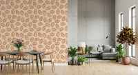 Warm Autumn Leaf Pattern Wall Mural – Decorative wallpaper capturing the essence of fall with soft, warm tones.