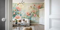 Elegant floral wallpaper in blush tones for dreamy interiors

