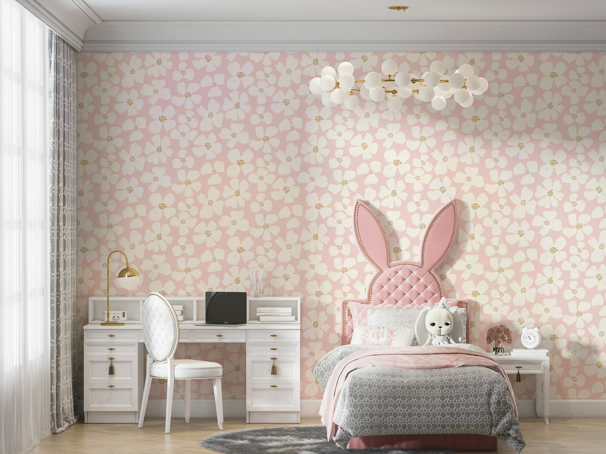 Romantic pink wall mural style

