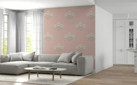 Artisan inspired wall mural, creamy blossom petals, peaceful aesthetic repeat.