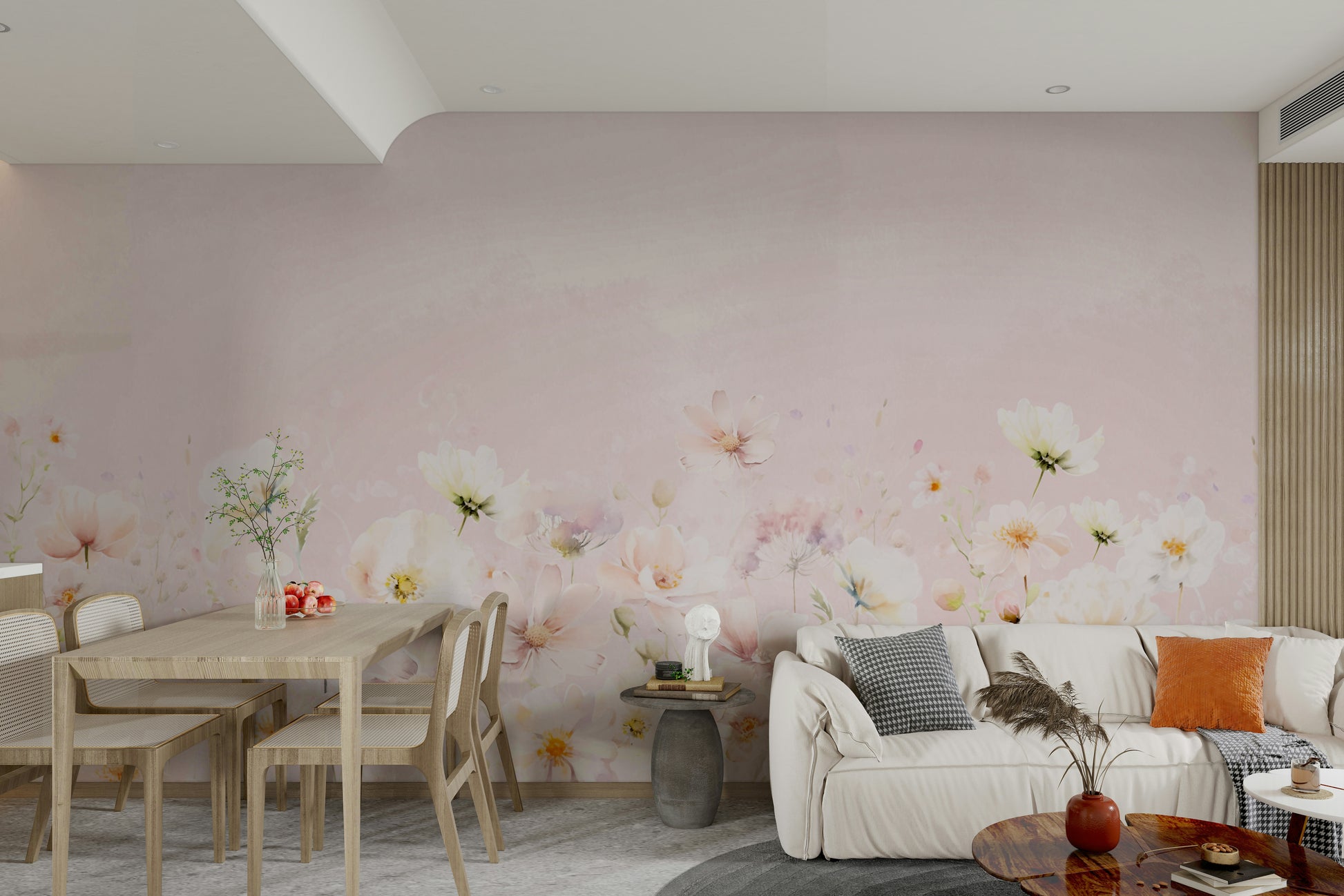 Natural floral wallpaper look

