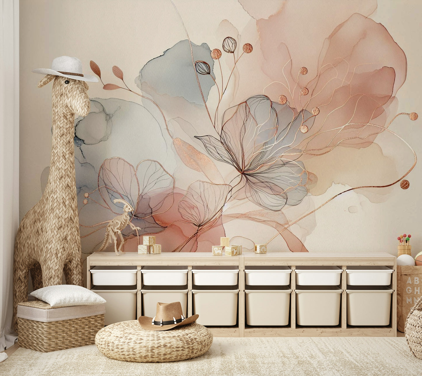 Blush Botanical Dream Wall Mural