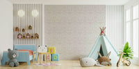Delicate blush floral wallpaper with echoing botanical patterns for refined interiors.