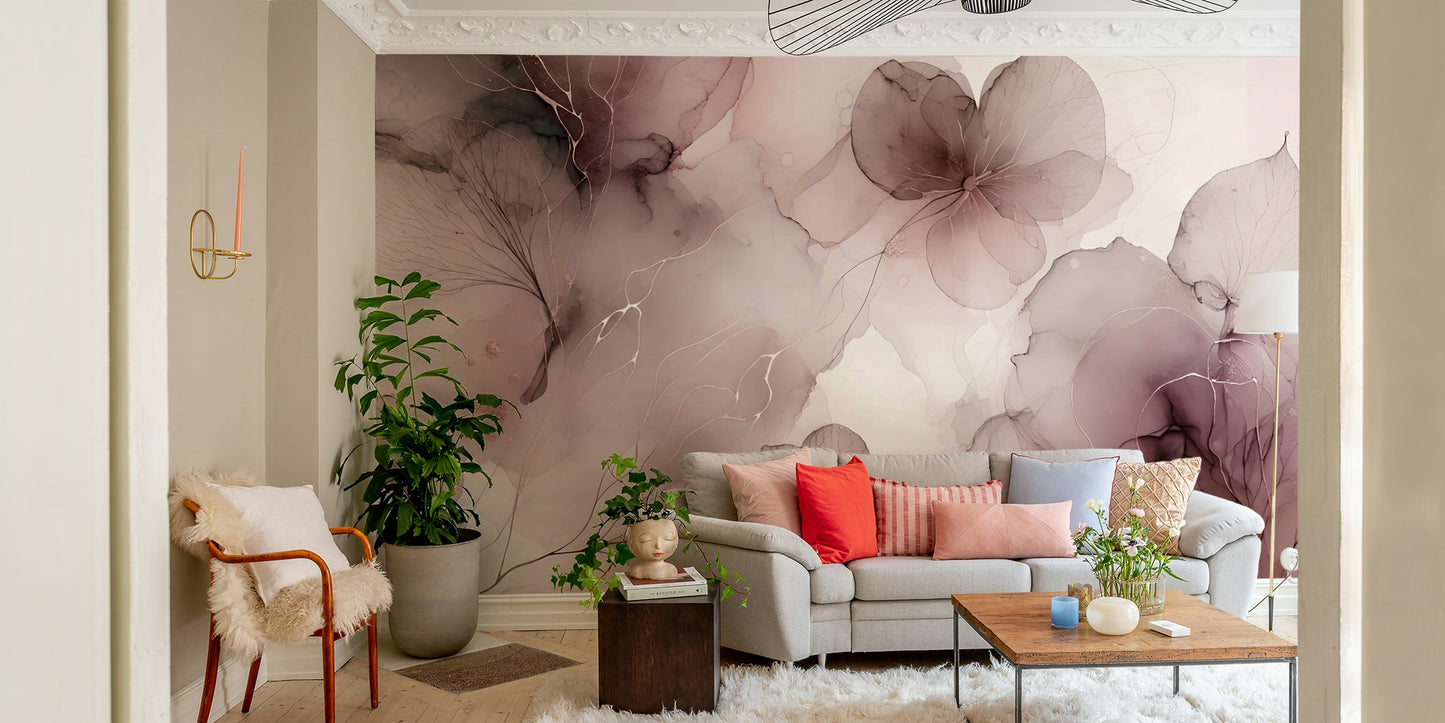 Blush Botanical Whispers Wall Mural