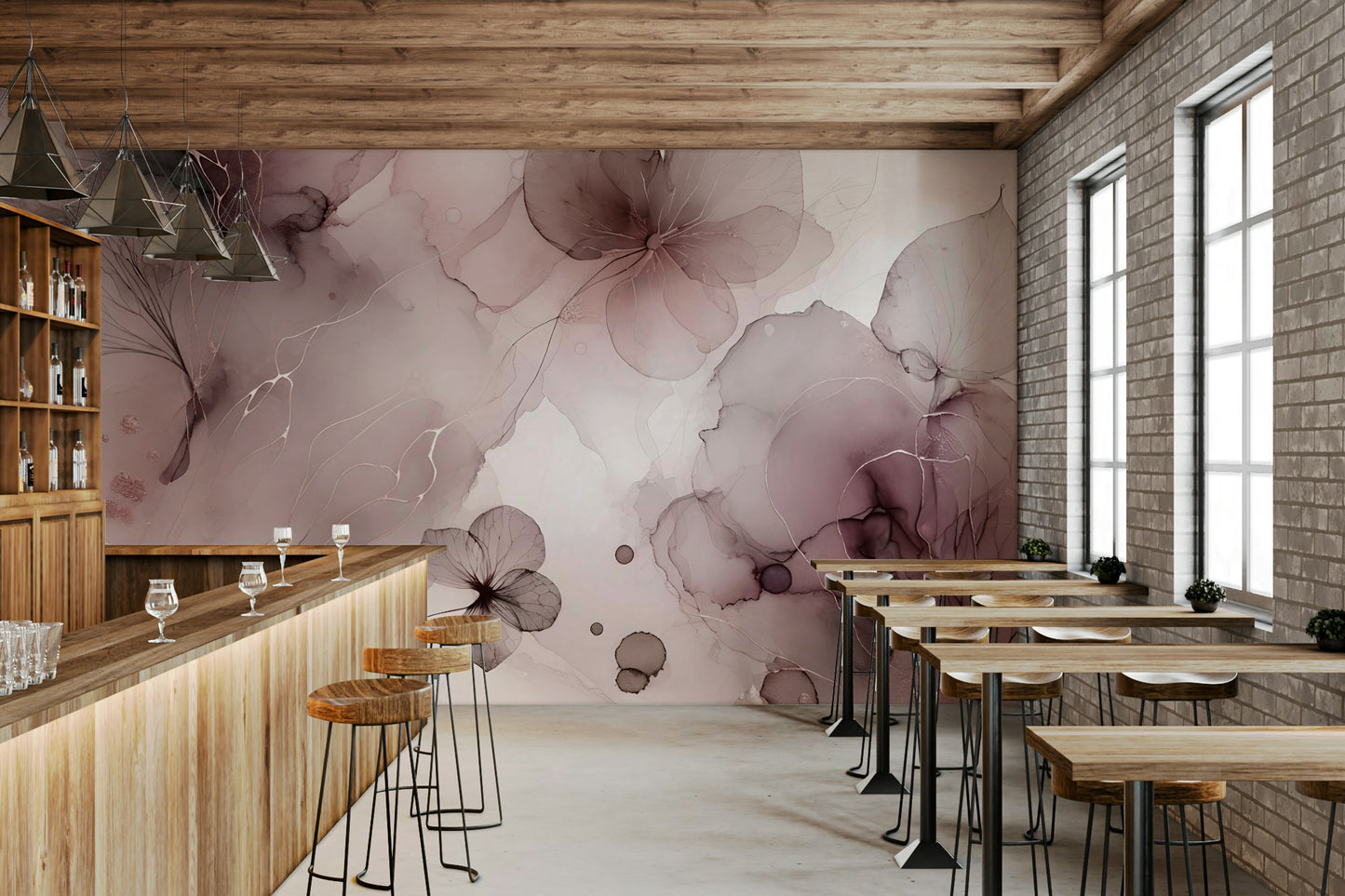 Blush Botanical Whispers Wall Mural