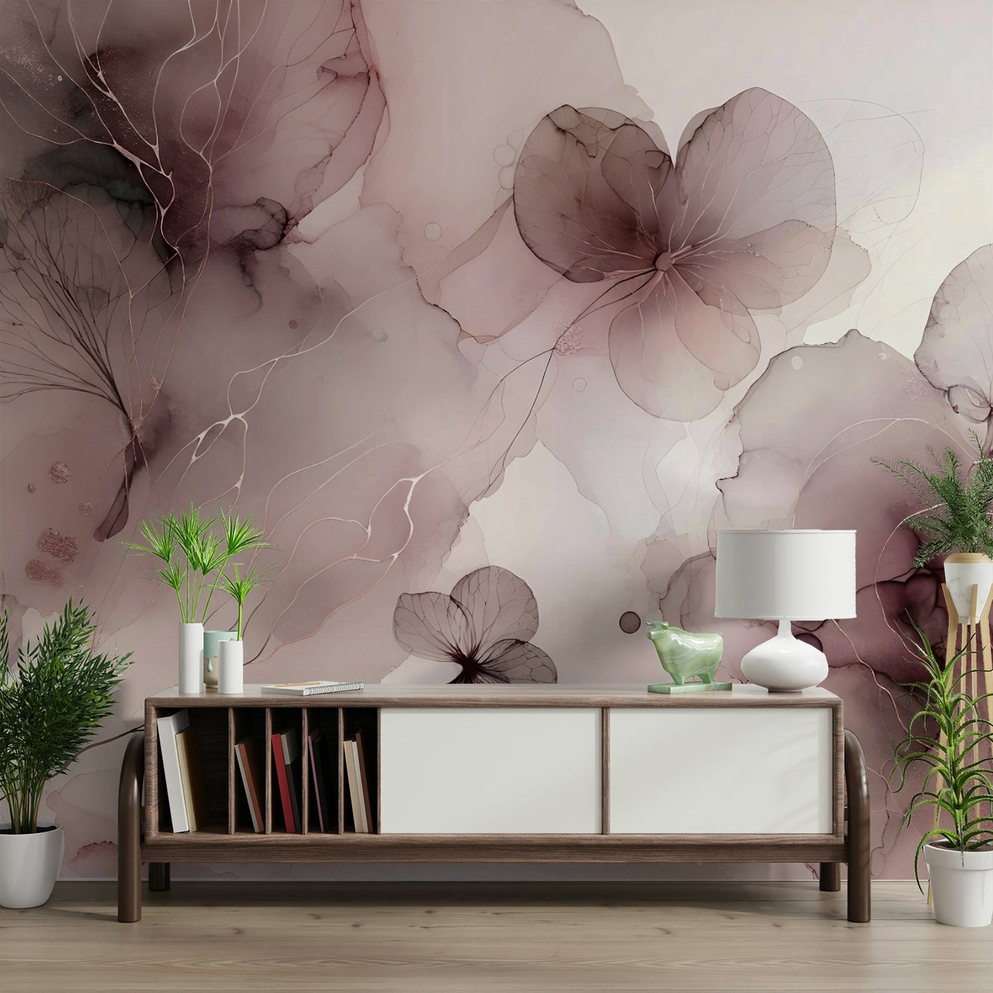 Blush Botanical Whispers Wall Mural