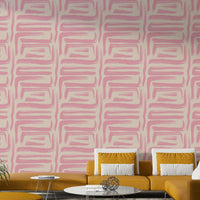 Retro-inspired wallpaper in pink and blush brushstrokes

