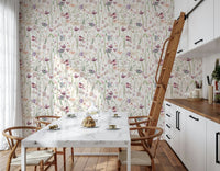 Blush Butterfly Meadow watercolor botanical wall decor surface.