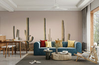 Cacti field wallpaper in blush and earthy hues

