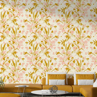 The image features abstract, hand-painted flowers in full bloom.
