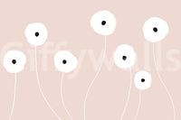 A calming floral design wallpaper mural that defines a space.

