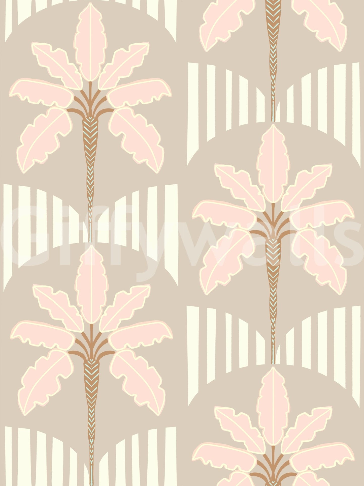 Papier peint à franges et rayures blush