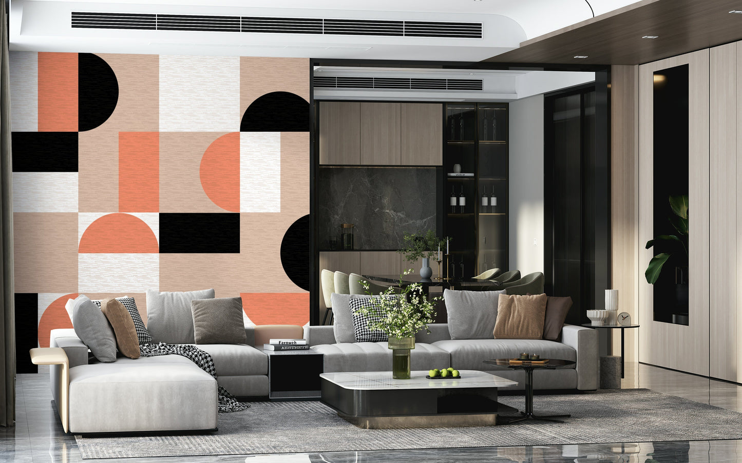 Blush Geometry Wall Mural