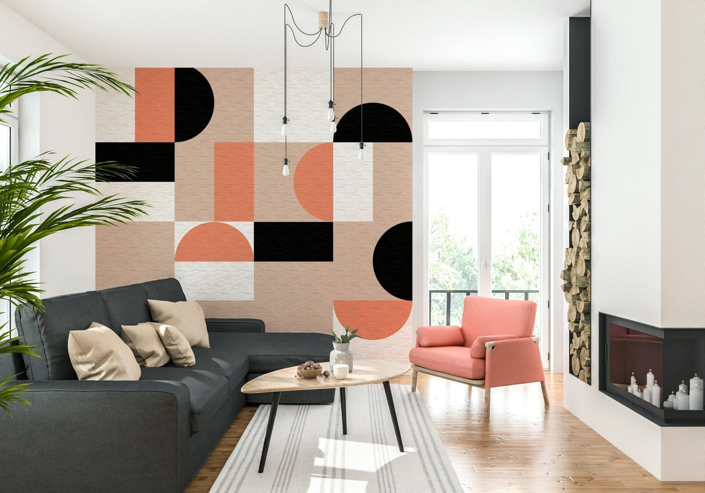 Blush Geometry Wall Mural