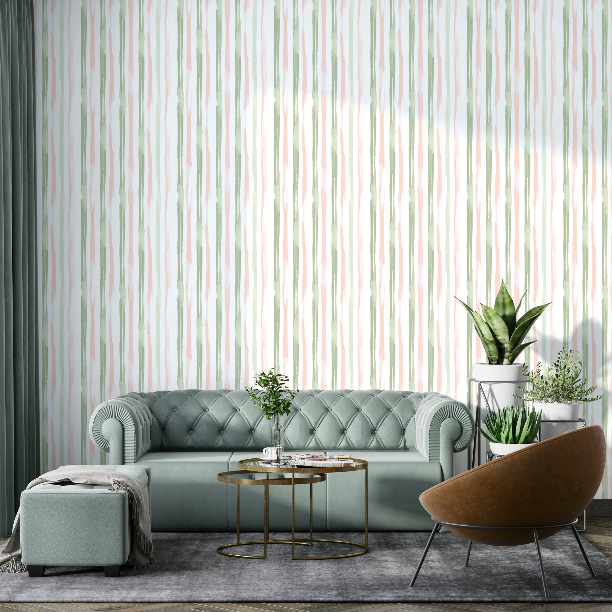 A calming abstract design wallpaper mural that defines a space.

