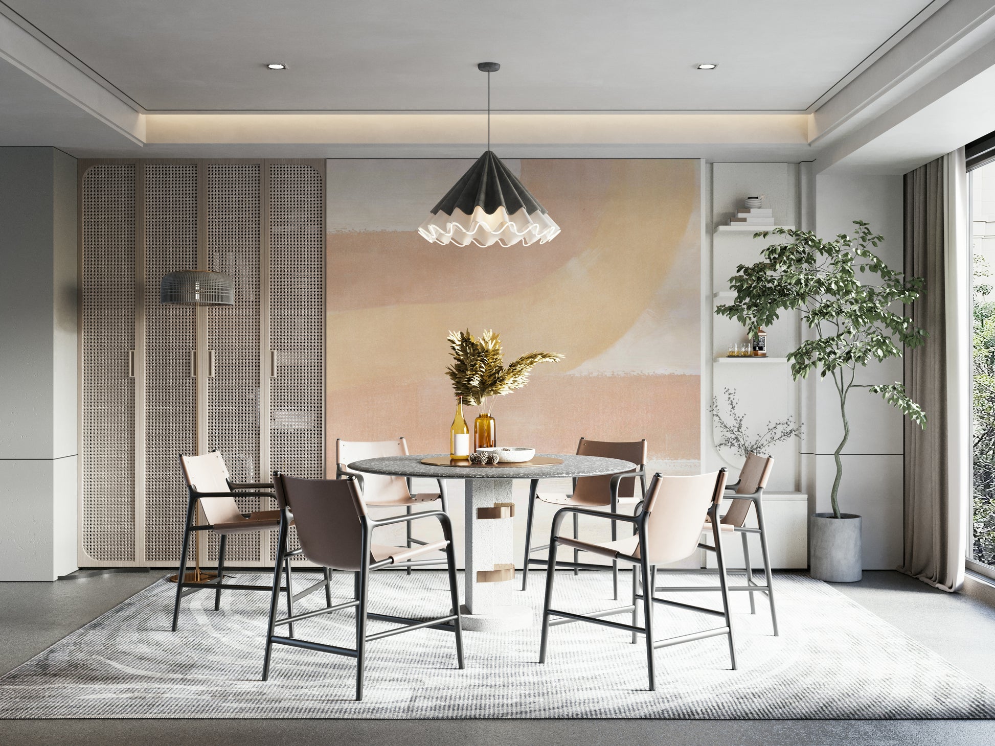 Modern wallpaper with horizon arches

