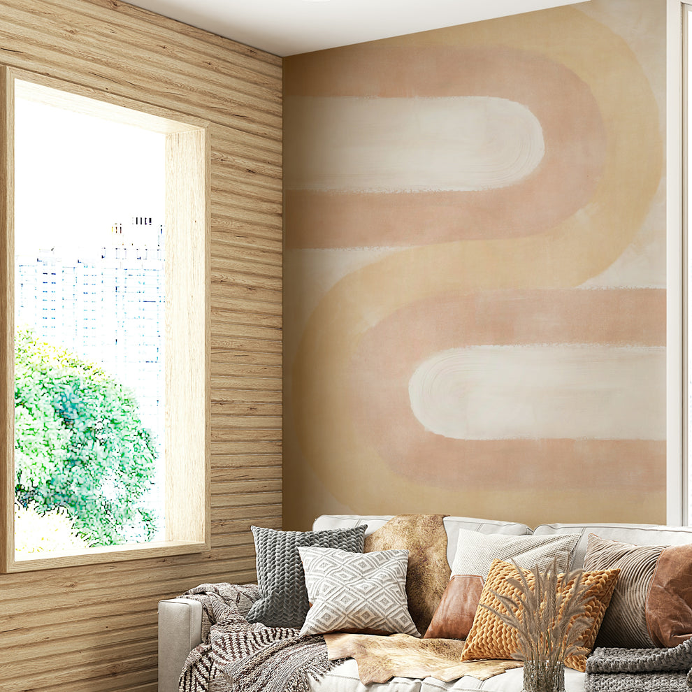 Blush Horizon Arch Wallpaper – Soft Warmth