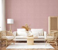 Blush Linen Grid Wallpaper⁠
