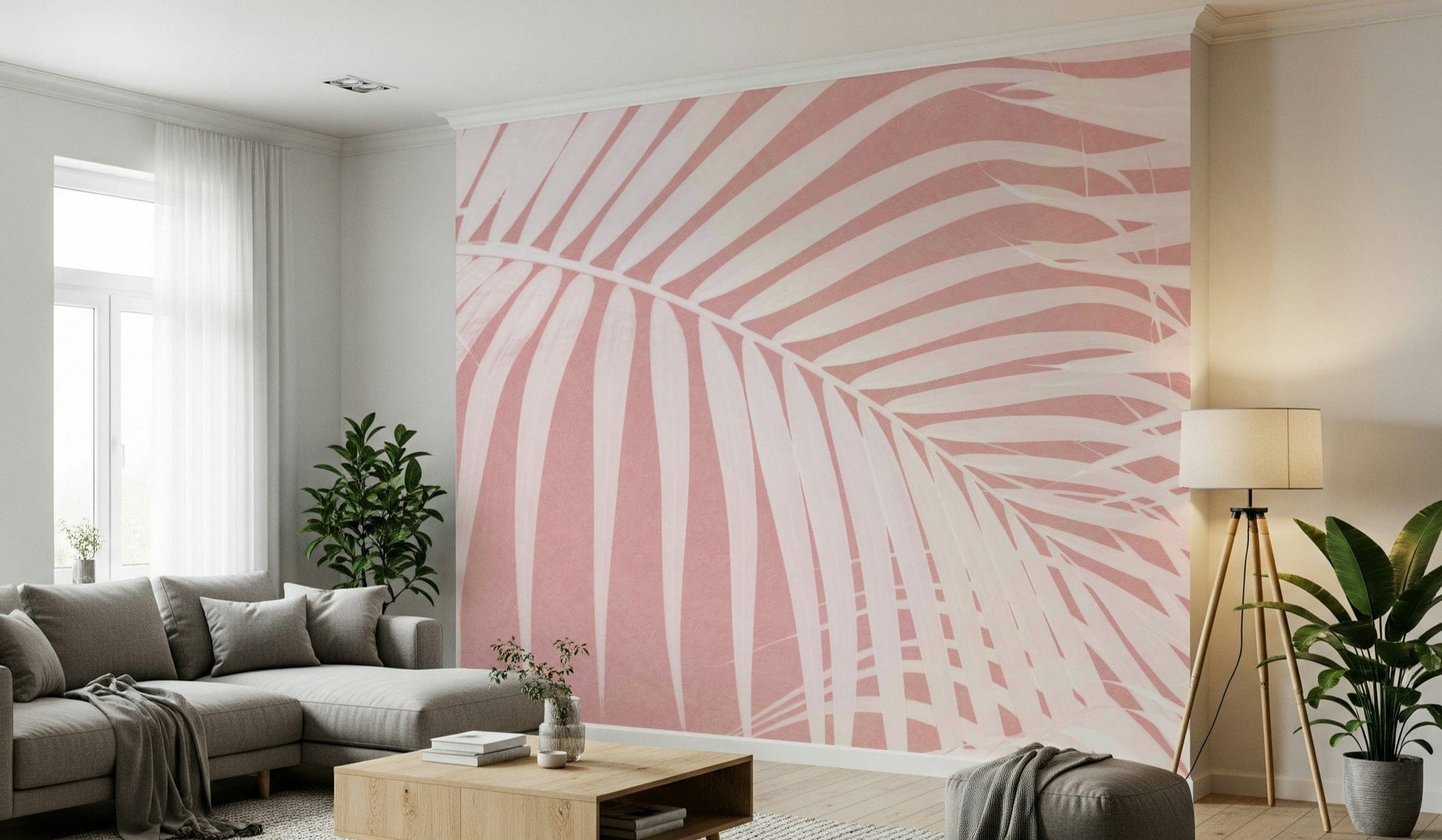 A beautiful tropical foliage wall mural for a living room.

